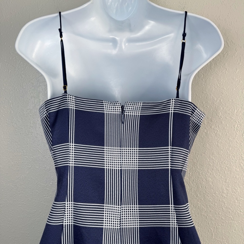 Stylestalker blue plaid asymmetrical button sleeveless mini dress S - Picture 7 of 10